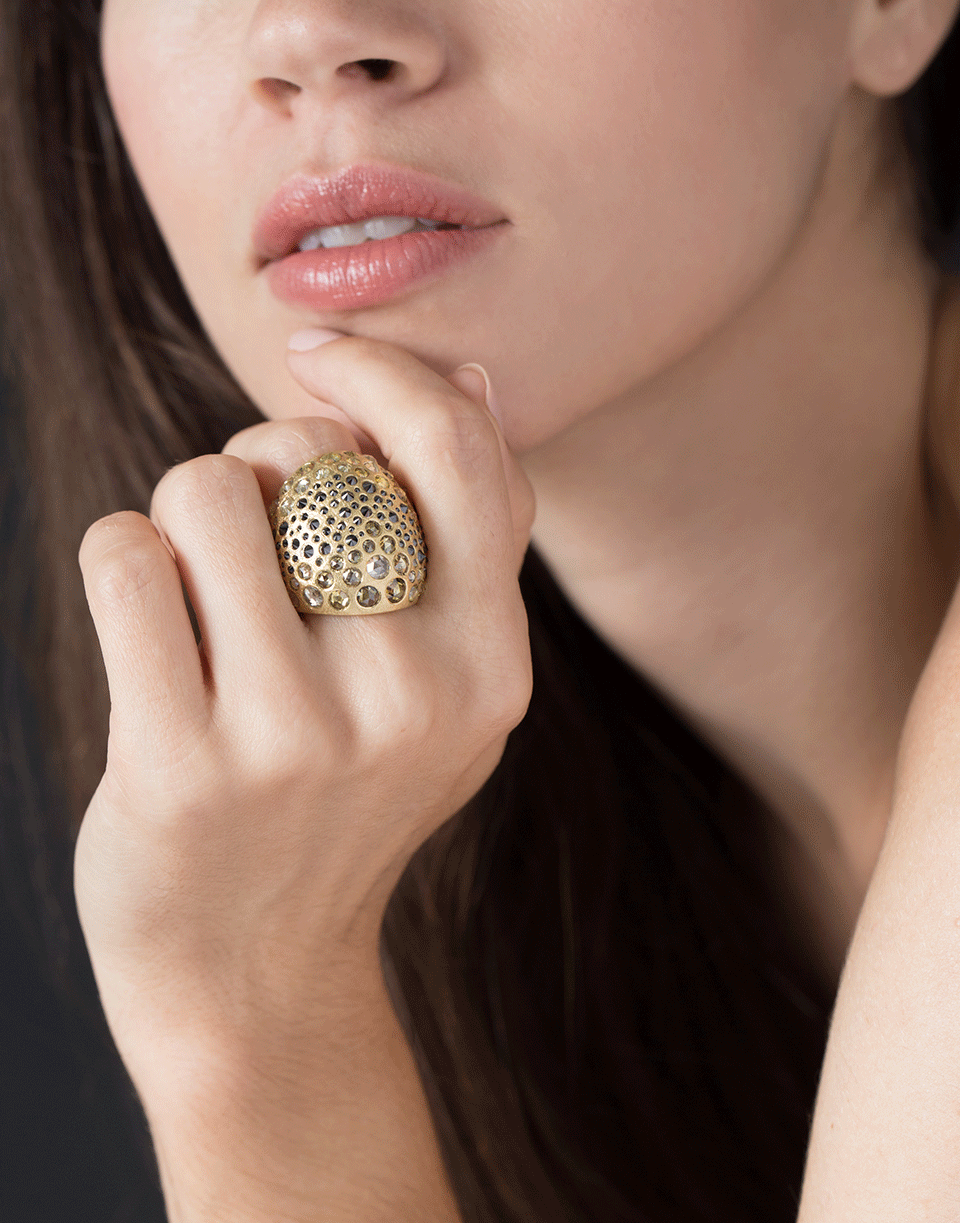 TODD REED-Reverse Set Diamond Ring-YELLOW GOLD