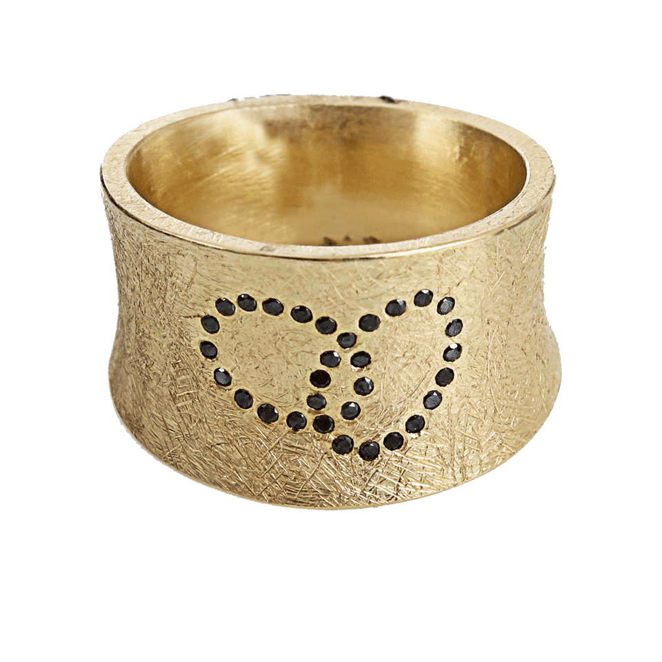 TODD REED-Double Circle Black Diamond Ring-YLW GOLD