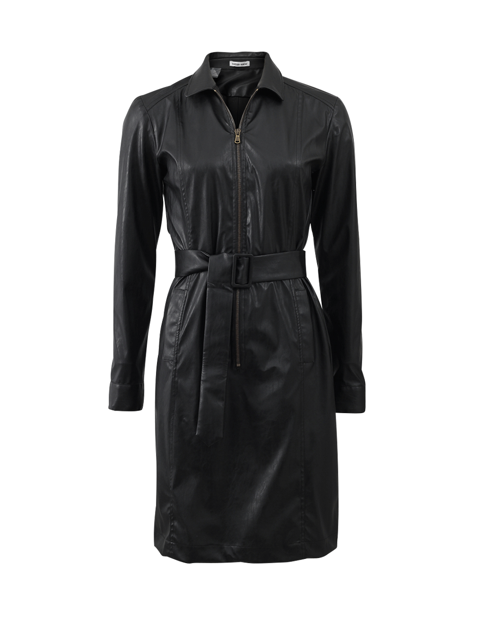 TOMAS MAIER-Leatherette Zip Dress-BLACK