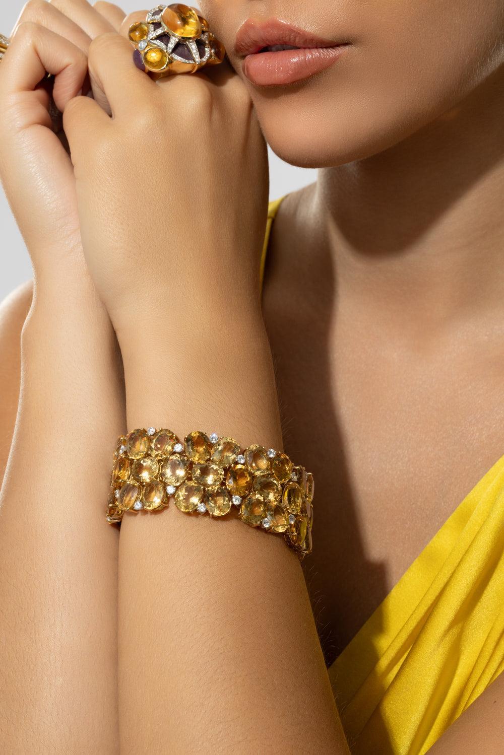Citrine Sapphire Bracelet-YELLOW GOLD-JEWELRYFINE JEWELBRACELET O-TONY DUQUETTE