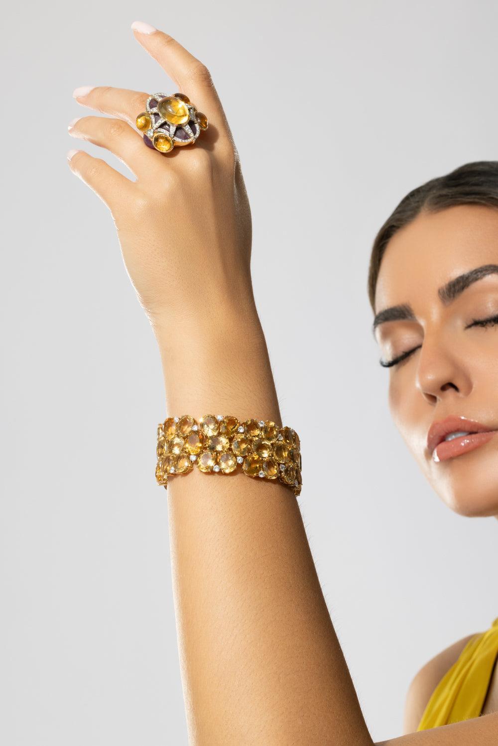 Citrine Sapphire Bracelet-YELLOW GOLD-JEWELRYFINE JEWELBRACELET O-TONY DUQUETTE