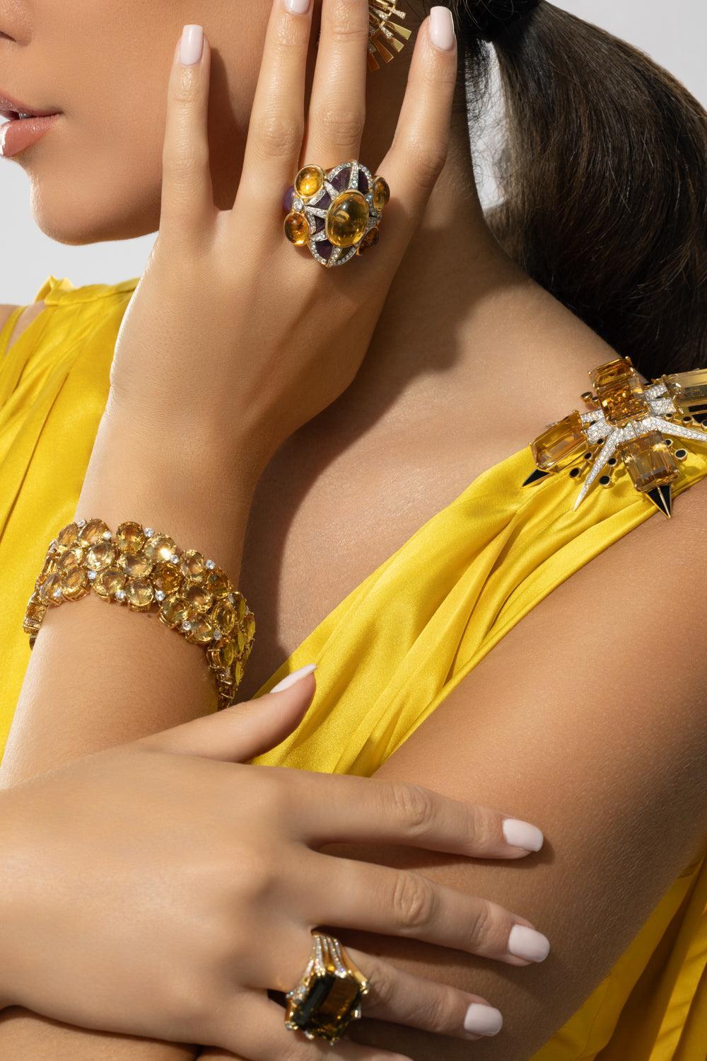Citrine Sapphire Bracelet-YELLOW GOLD-JEWELRYFINE JEWELBRACELET O-TONY DUQUETTE