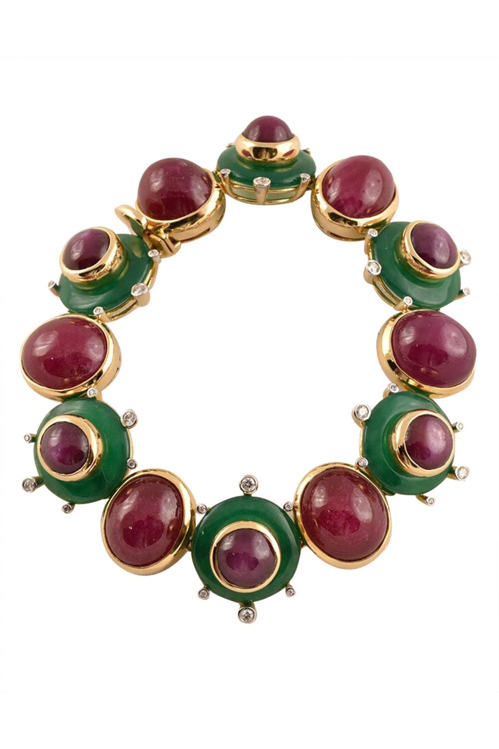 Ruby Agate Diamond Bracelet-YELLOW GOLD-JEWELRYFINE JEWELBRACELET O-TONY DUQUETTE