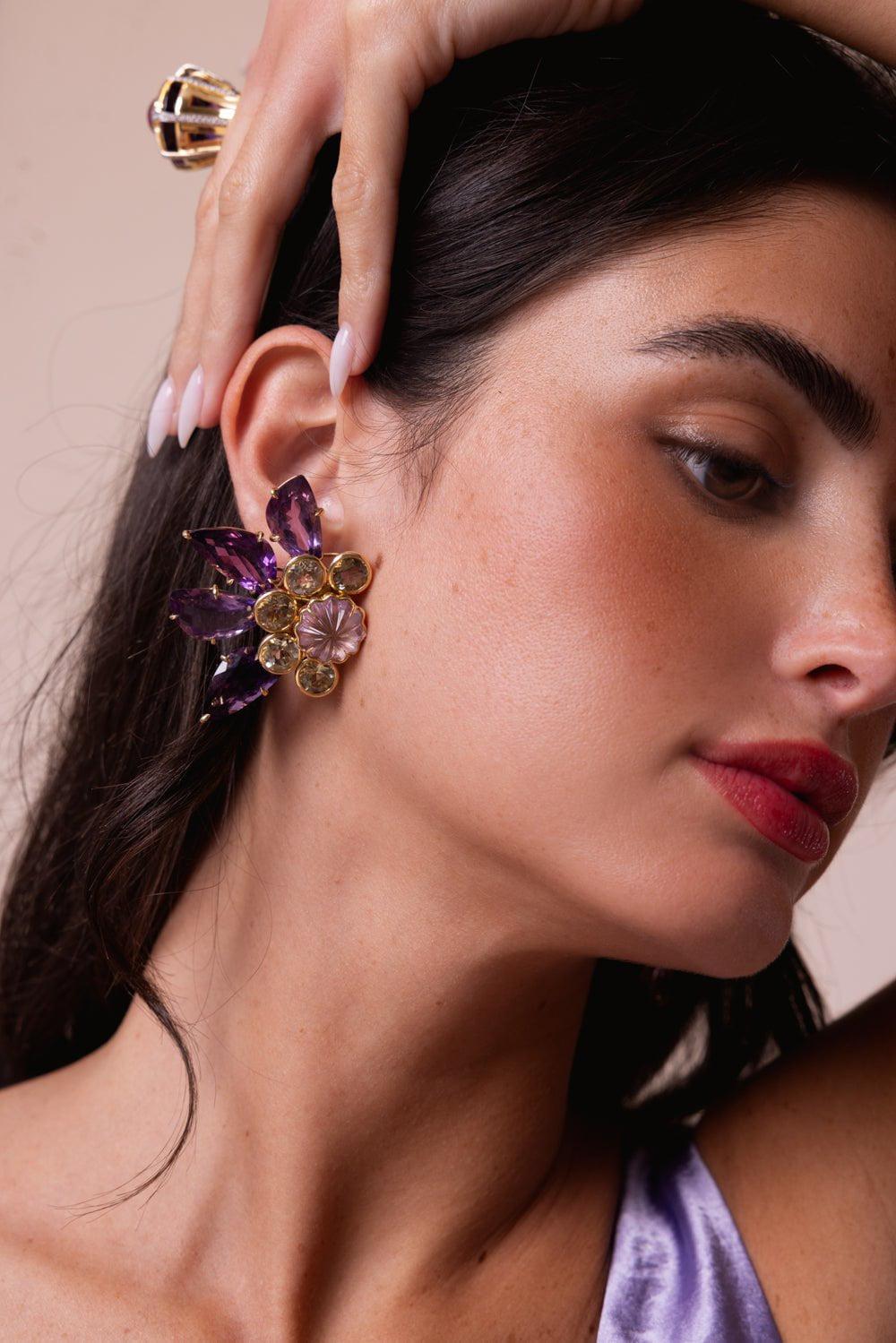 TONY DUQUETTE-Amethyst Citrine Earrings-YELLOW GOLD