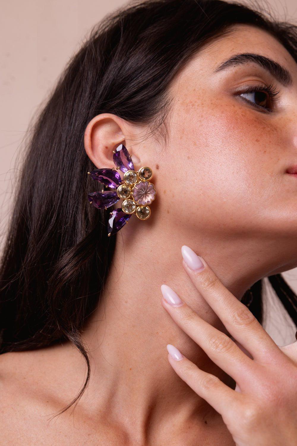 TONY DUQUETTE-Amethyst Citrine Earrings-YELLOW GOLD