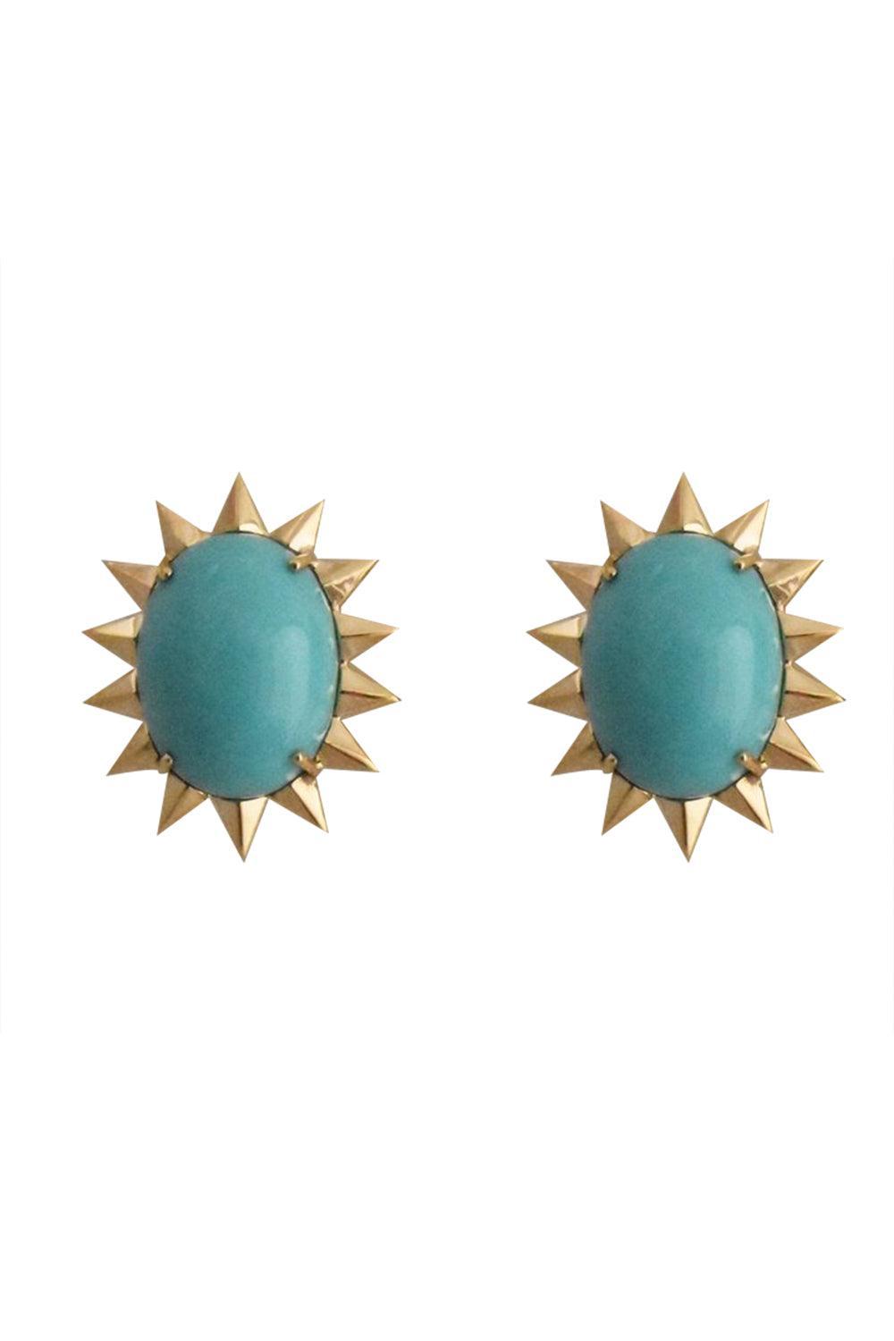 Turquoise Spike Earrings-YELLOW GOLD-JEWELRYFINE JEWELEARRING-TONY DUQUETTE