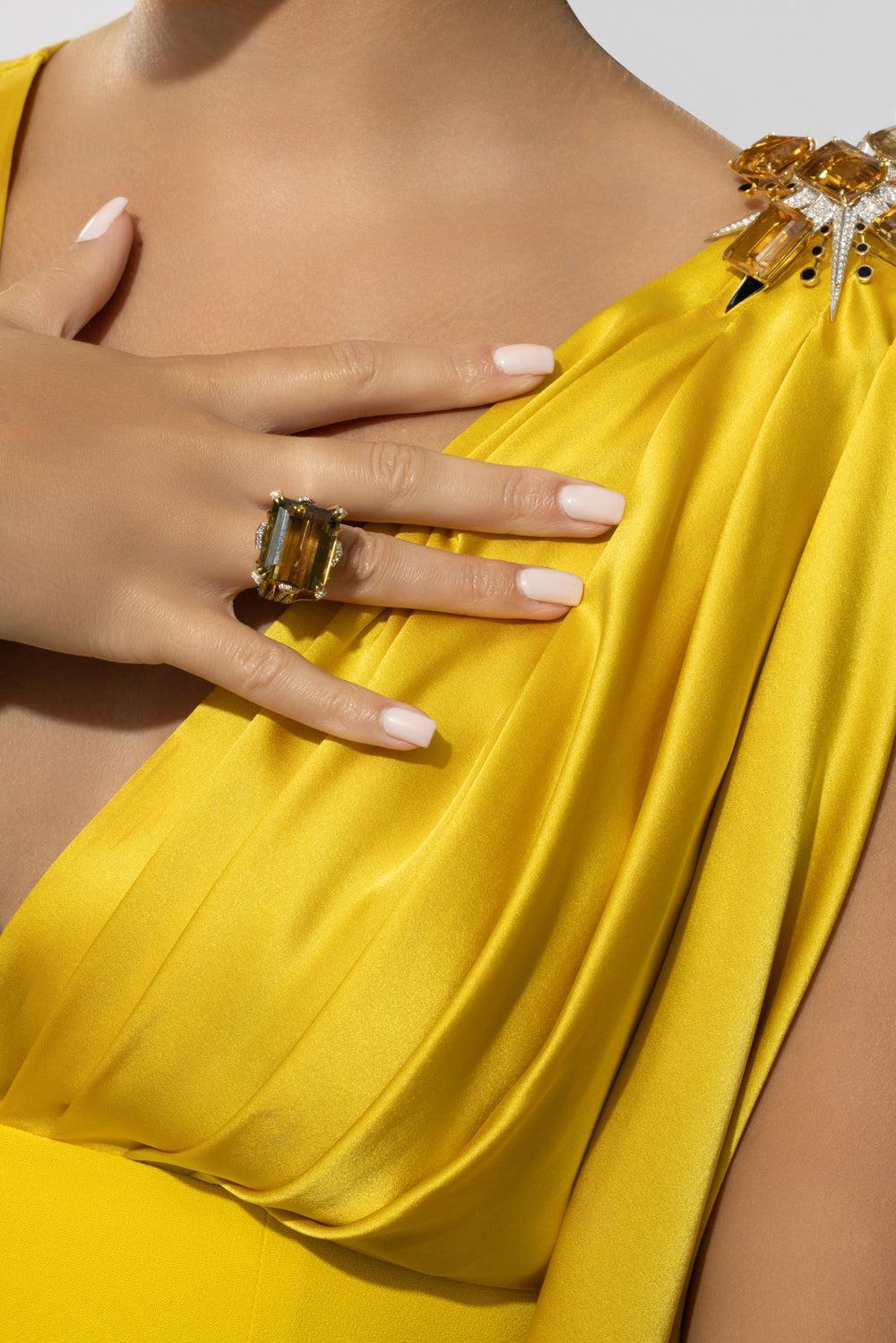 Citrine Diamond Ring-YELLOW GOLD-6.5-JEWELRYFINE JEWELRING-TONY DUQUETTE