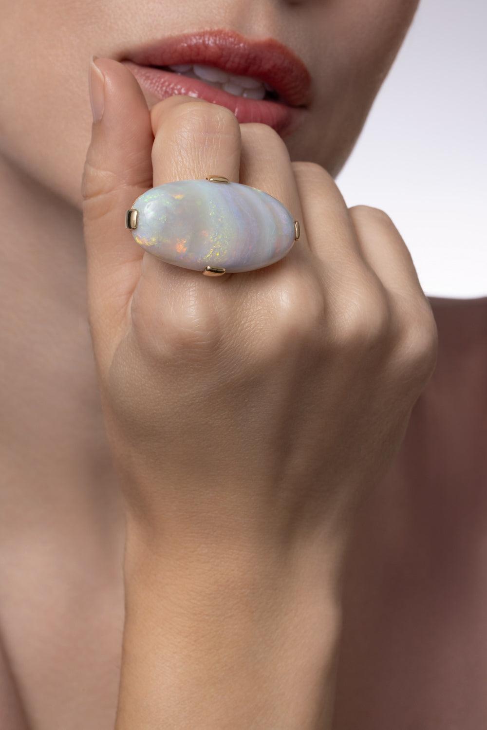 Opal Blue Ziron Ring-YELLOW GOLD-7-JEWELRYFINE JEWELRING-TONY DUQUETTE