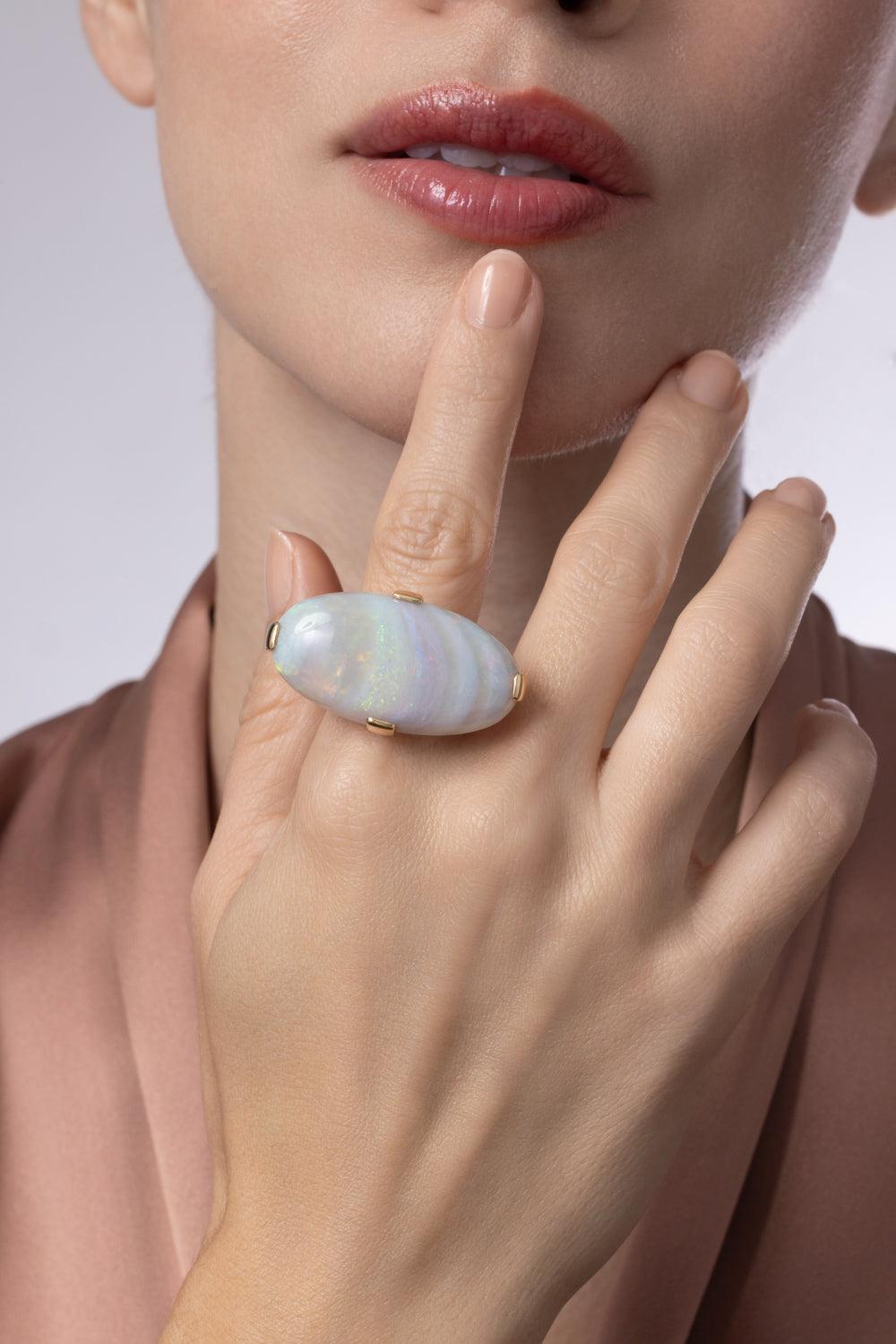 Opal Blue Ziron Ring-YELLOW GOLD-7-JEWELRYFINE JEWELRING-TONY DUQUETTE