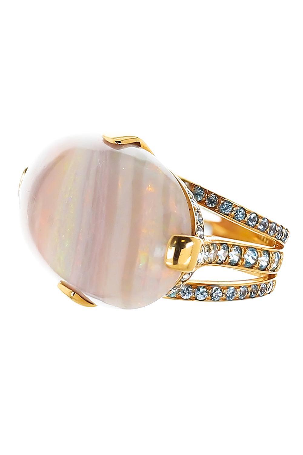 Opal Blue Ziron Ring-YELLOW GOLD-7-JEWELRYFINE JEWELRING-TONY DUQUETTE