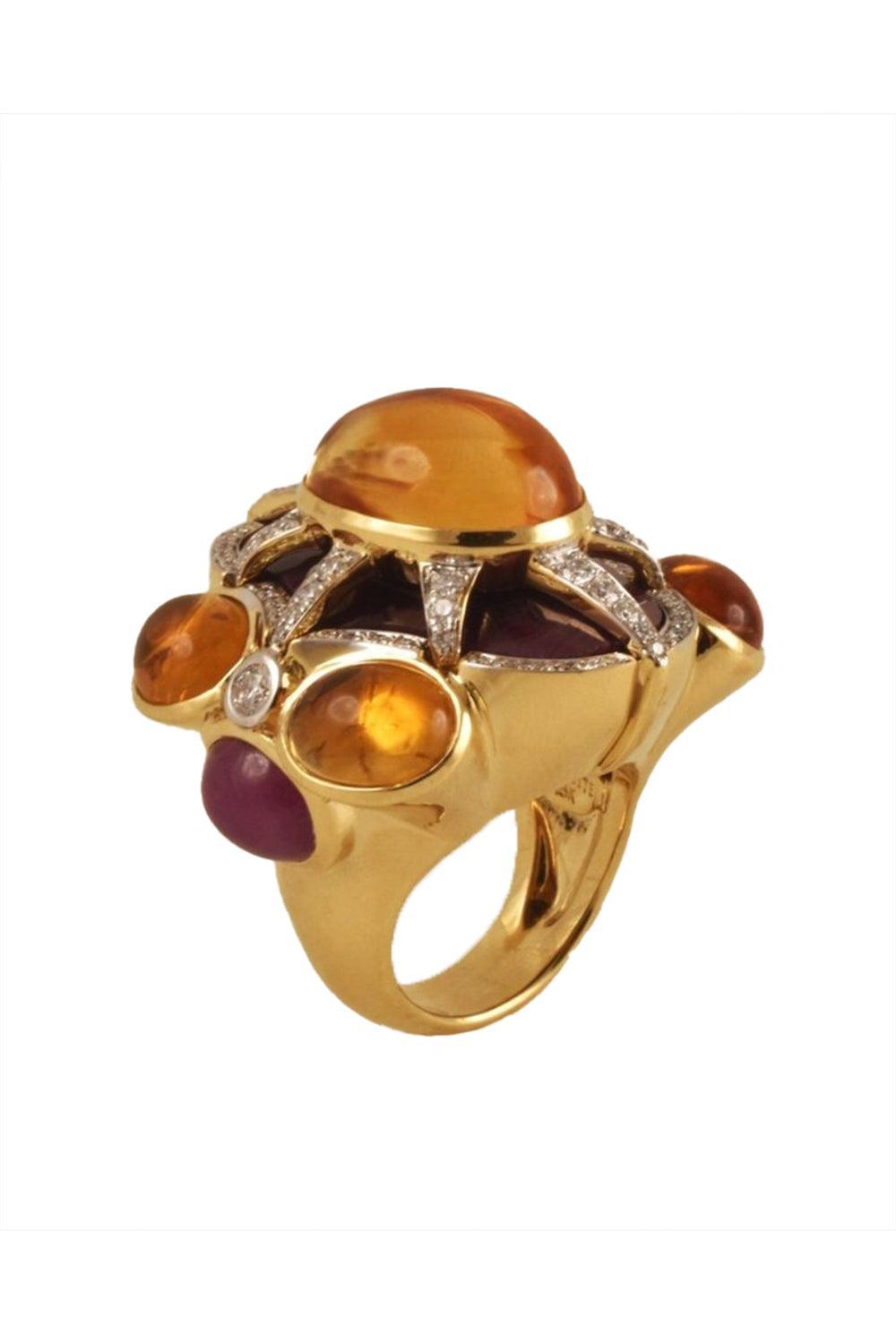 Ruby Citrine Diamond Ring-YELLOW GOLD-7-JEWELRYFINE JEWELRING-TONY DUQUETTE