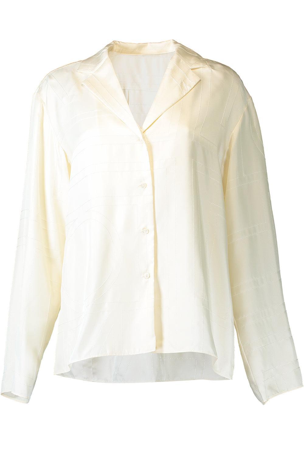 Long Sleeve Monogram PJ Top-CREAM-34-CLOTHINGTOPBLOUSE-TOTEME
