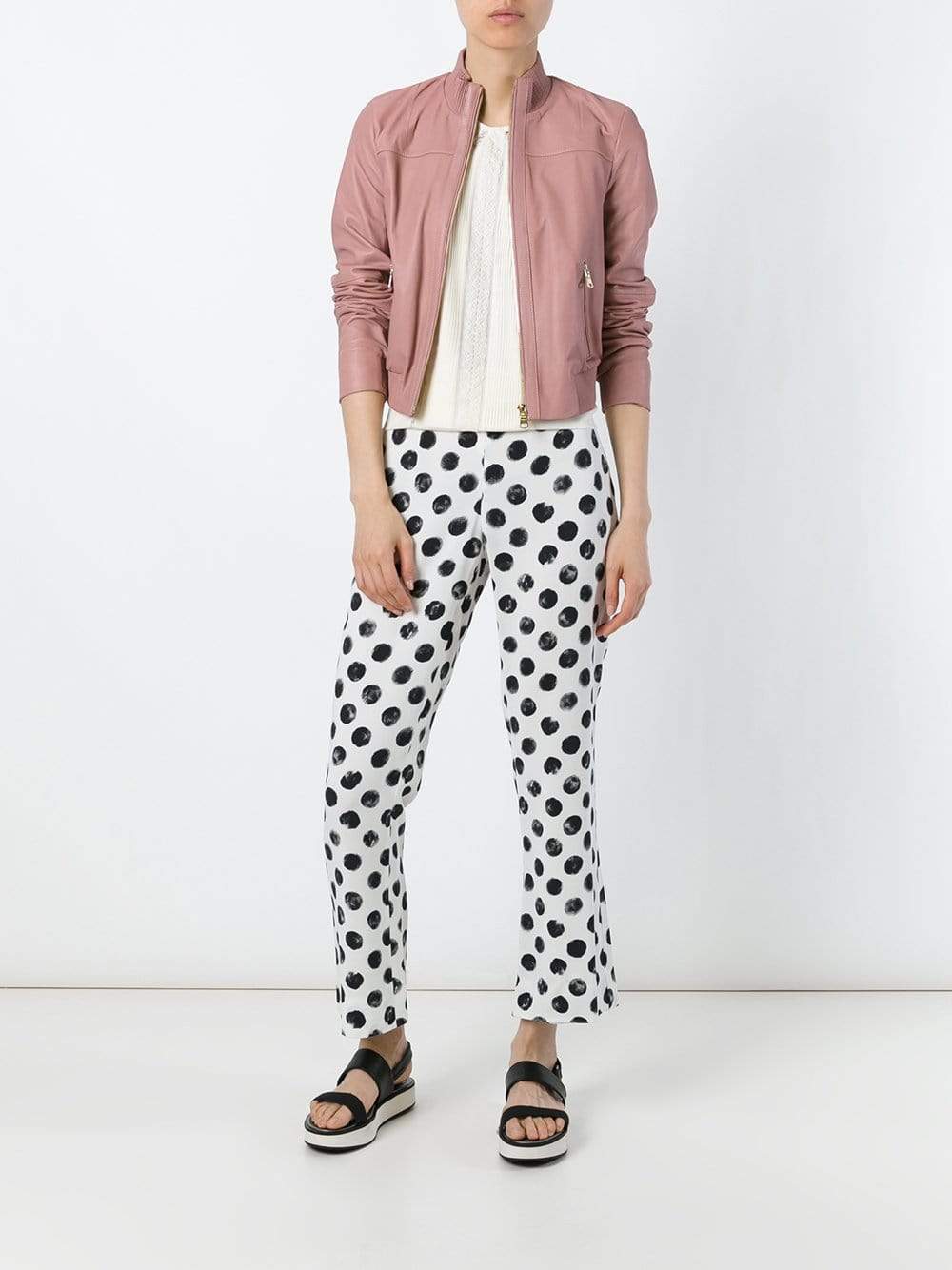 TWIN-SET-Leather Bomber-
