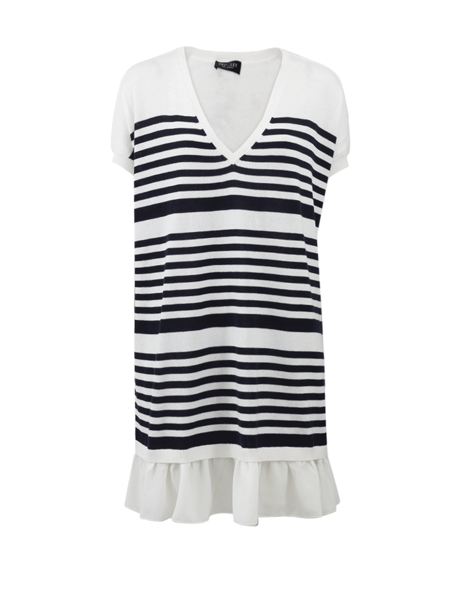 TWIN-SET-Stripe Ruffle Hem Dress-