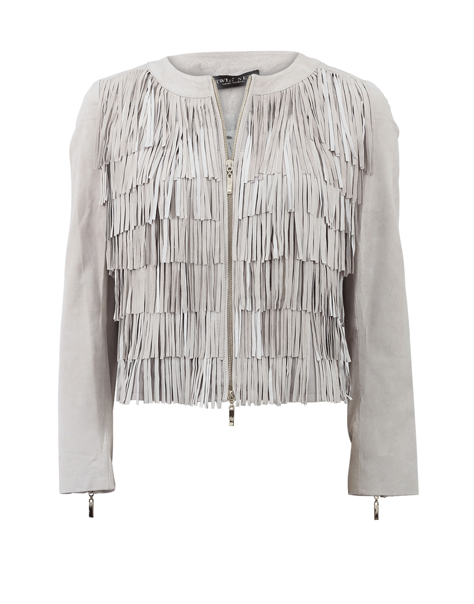 TWIN-SET-Fringe Suede Jacket-
