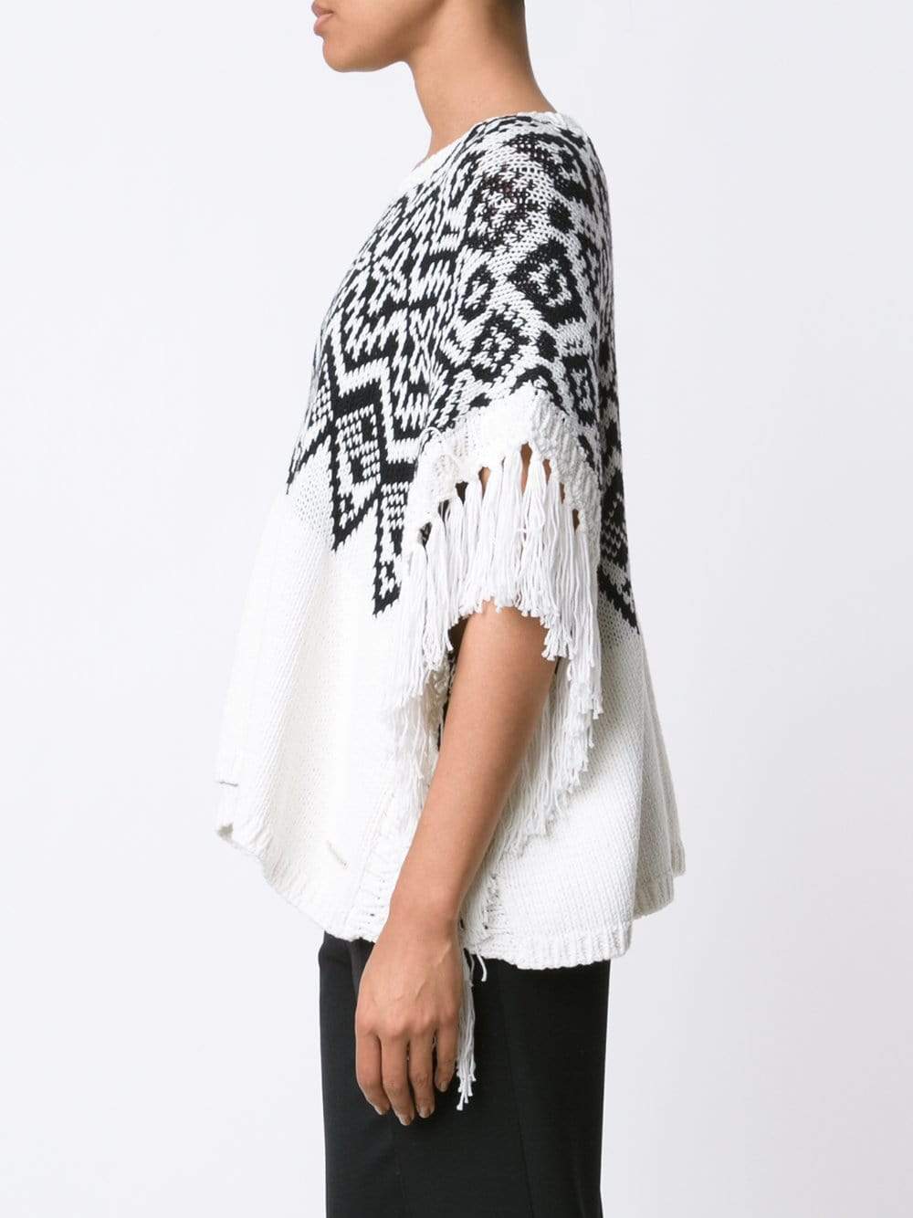 TWIN-SET-Fringe Knit Poncho-