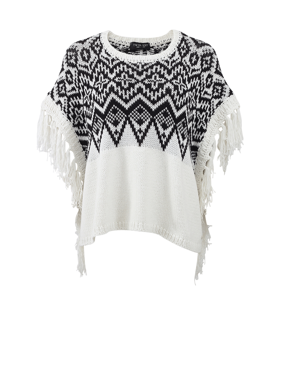 TWIN-SET-Fringe Knit Poncho-