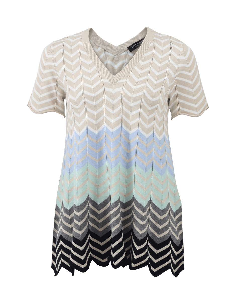 TWIN-SET-Chevron Stripe Top-