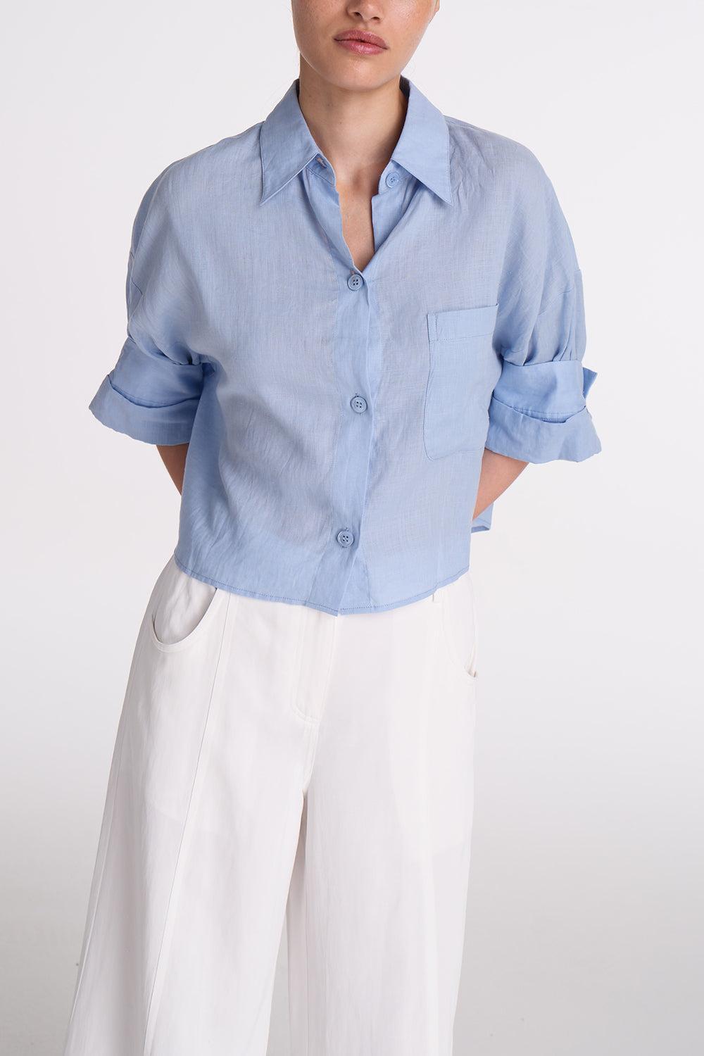 Next Ex Linen Shirt - Baby Blue-BABYBLUE-P-CLOTHINGTOPBLOUSE-TWP
