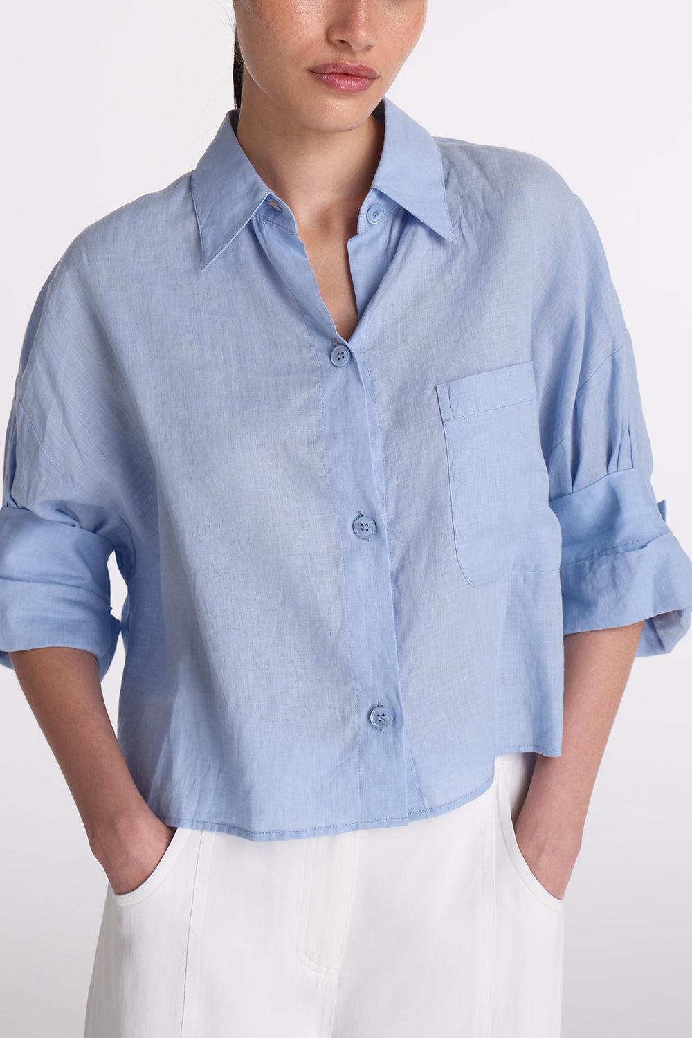Next Ex Linen Shirt - Baby Blue-BABYBLUE-P-CLOTHINGTOPBLOUSE-TWP