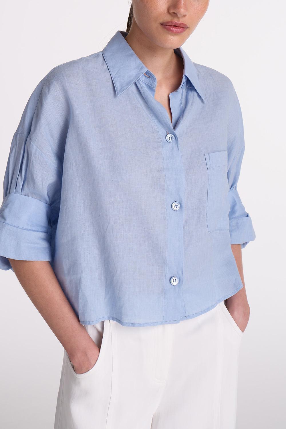 Next Ex Linen Shirt - Baby Blue-BABYBLUE-P-CLOTHINGTOPBLOUSE-TWP