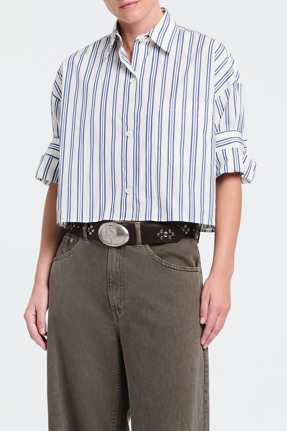 Next Ex Top - Ivory Multi-STRIPE-M/L-CLOTHINGTOPBLOUSE-TWP