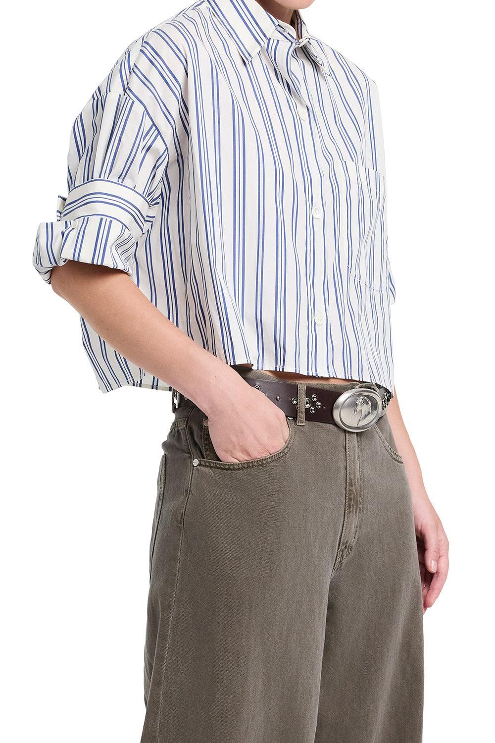 Next Ex Top - Ivory Multi-STRIPE-M/L-CLOTHINGTOPBLOUSE-TWP