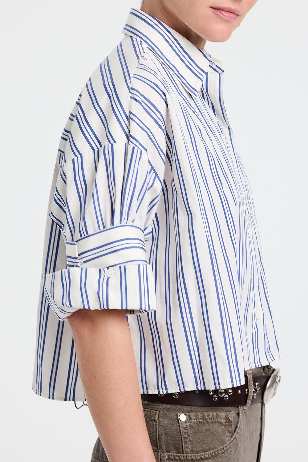 Next Ex Top - Ivory Multi-STRIPE-M/L-CLOTHINGTOPBLOUSE-TWP