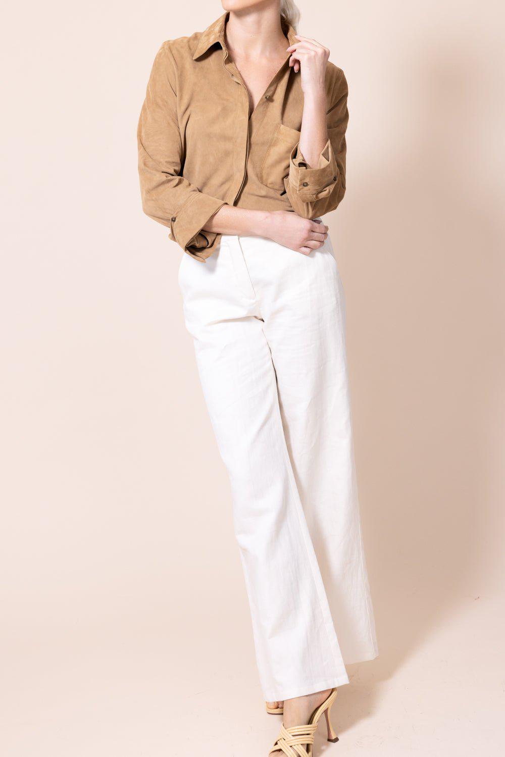 TWP-Boyfriend Suede Shirt - Tobacco-