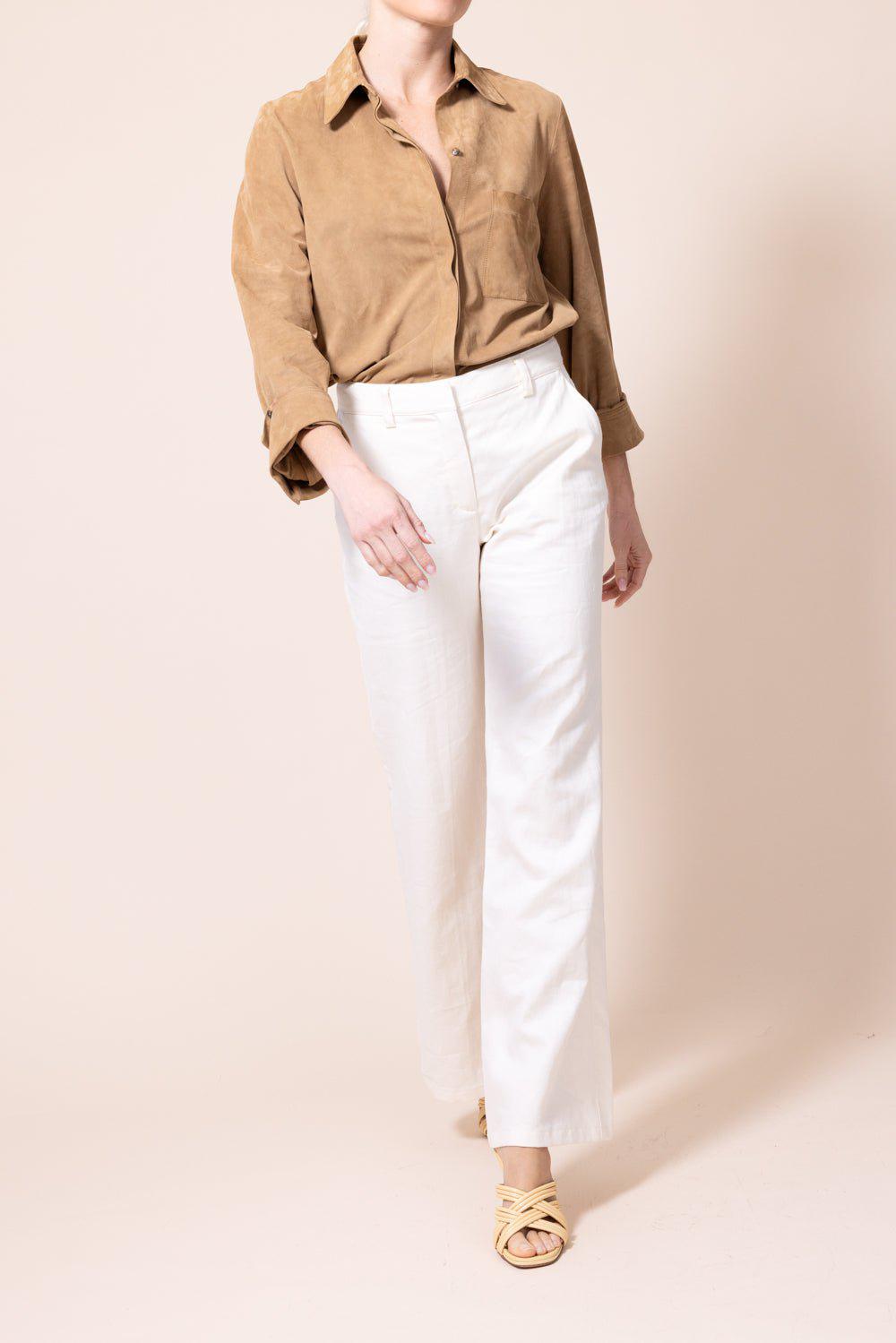 TWP-Boyfriend Suede Shirt - Tobacco-