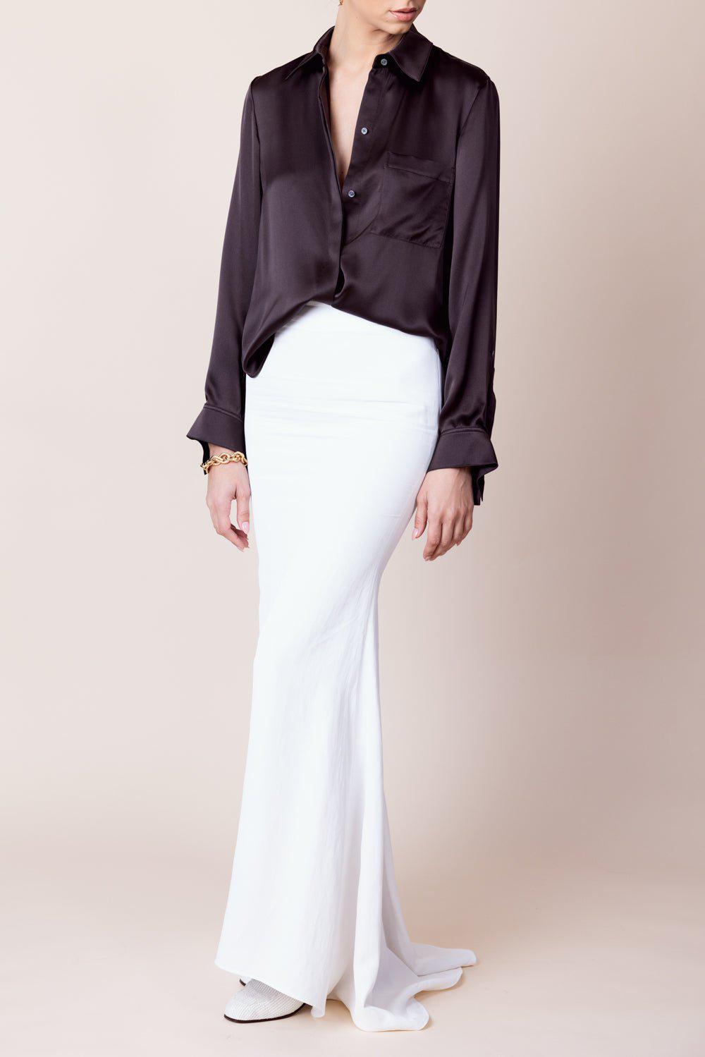 TWP-Boyfriend Silk Shirt - Turkish Coffee-