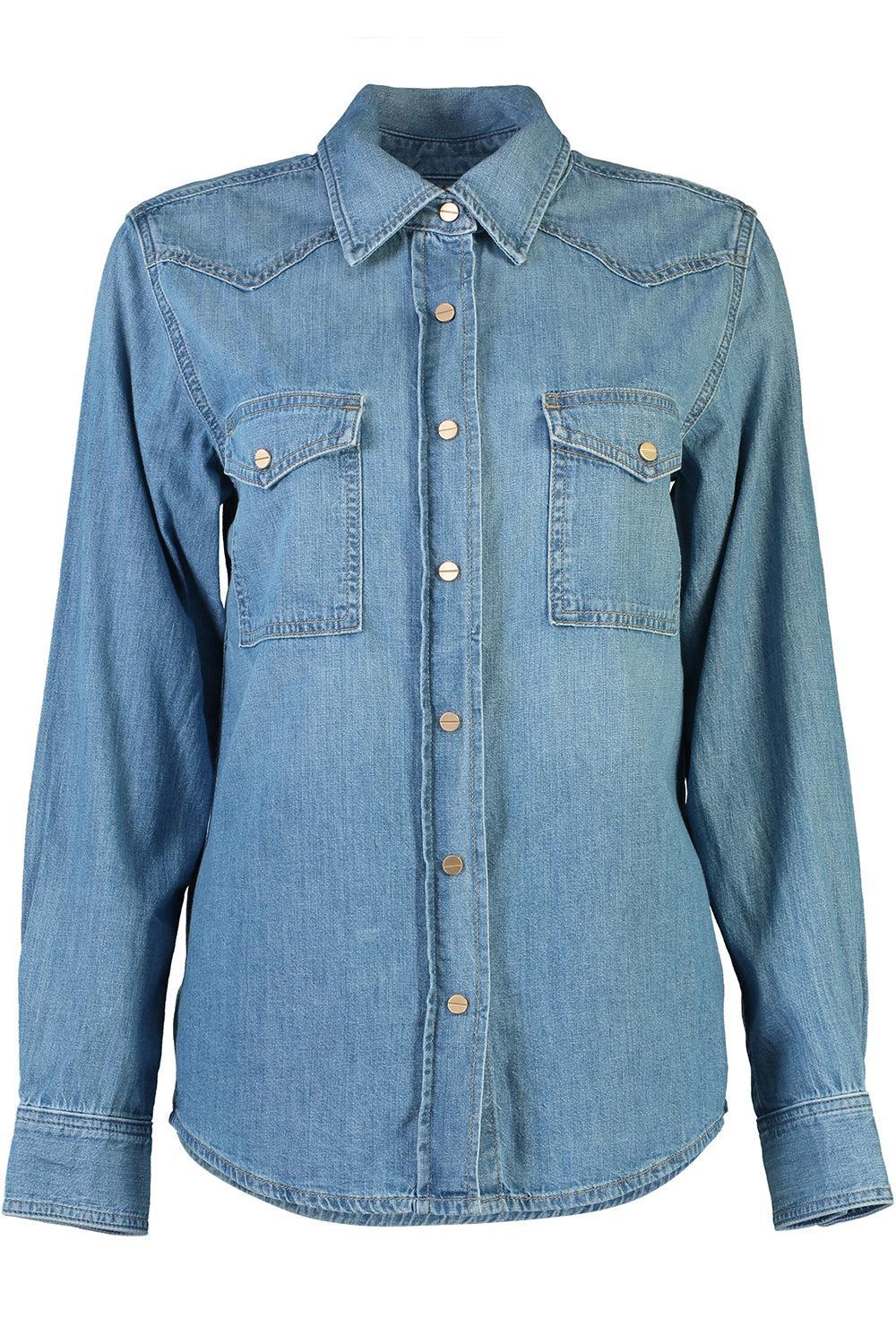 Cowboy Take Me Away Denim Shirt-VINTGWSH-XS-CLOTHINGTOPBLOUSE-TWP