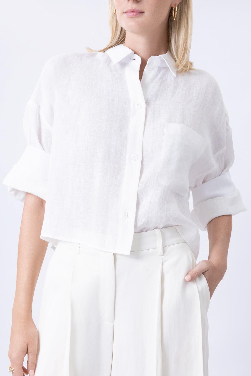 Next Ex Buttoned Linen Shirt - White-WHITE-XS/S-CLOTHINGTOPBLOUSE-TWP