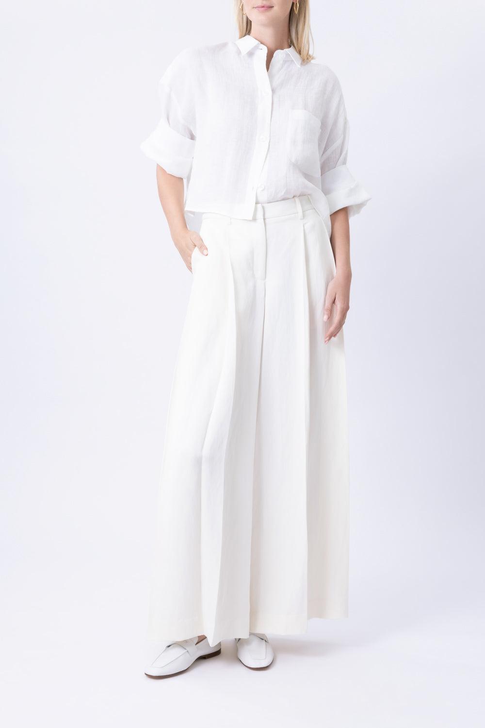 Next Ex Buttoned Linen Shirt - White-WHITE-XS/S-CLOTHINGTOPBLOUSE-TWP