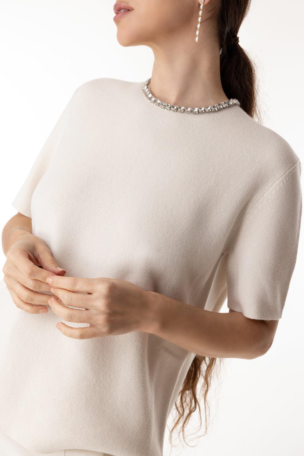 Crystal Collar Tee-IVORY-XS-CLOTHINGTOPKNITS-TWP