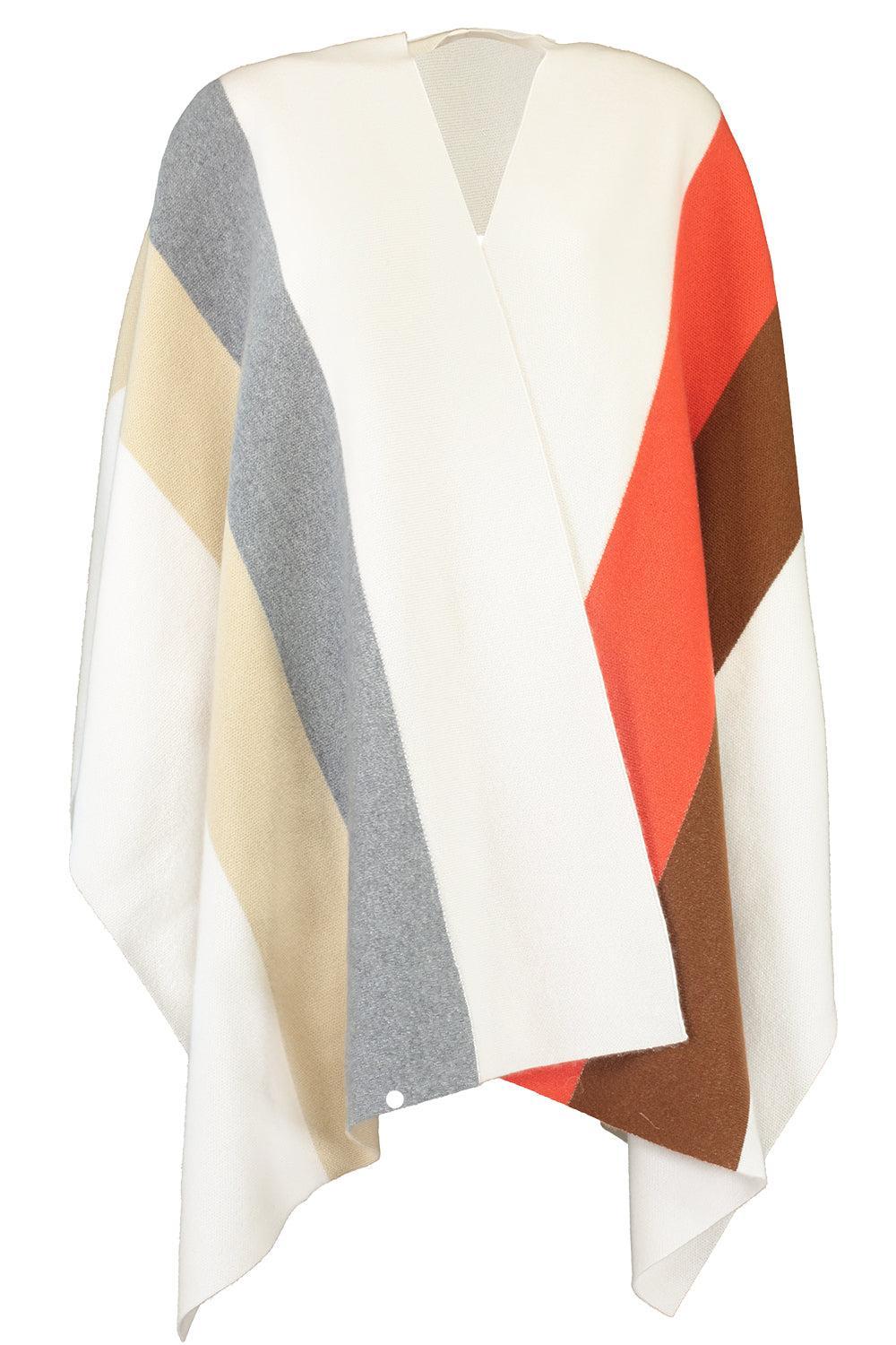 Twp Double Stripe Poncho-CRMLPSTK-O/S-CLOTHINGTOPPONCHO-TWP
