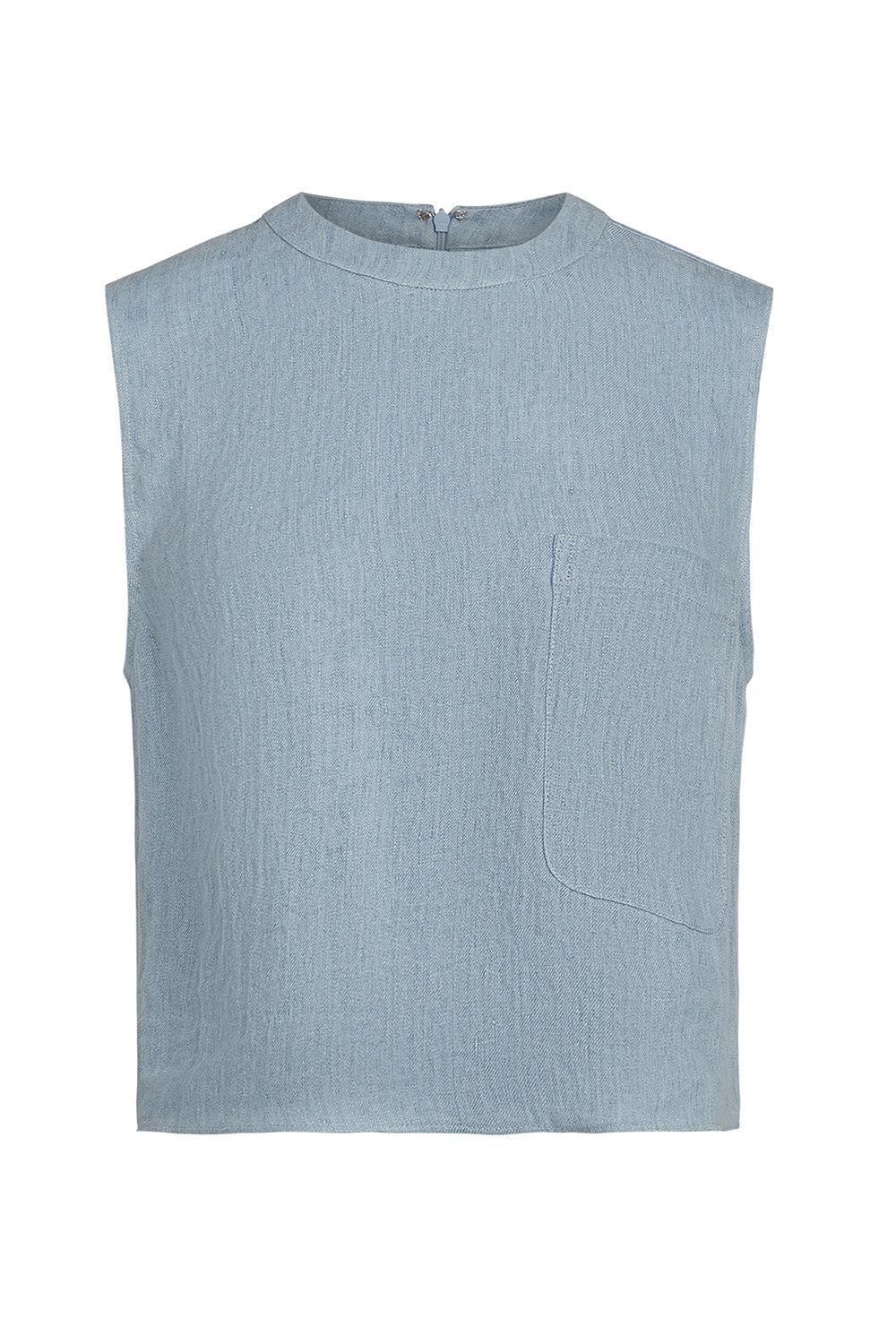 Cropped Muscle Tank- Light Indigo-LT INDIG-XS-CLOTHINGTOPTANK-TWP