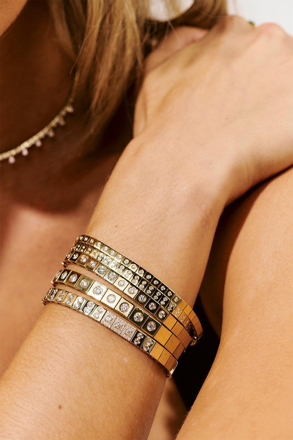 Diamond Leggo Mini Tennis Bracelet-YELLOW GOLD-6.75-JEWELRYFINE JEWELBRACELET O-TYPE JEWELRY