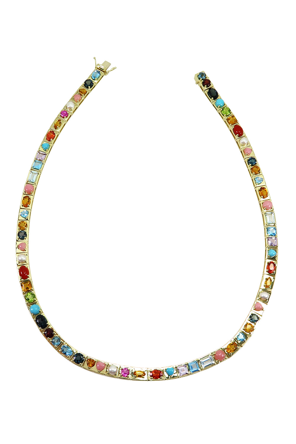 Multistone Leggo Necklace - Yellow Gold-YELLOW GOLD-16-JEWELRYFINE JEWELNECKLACE O-TYPE JEWELRY