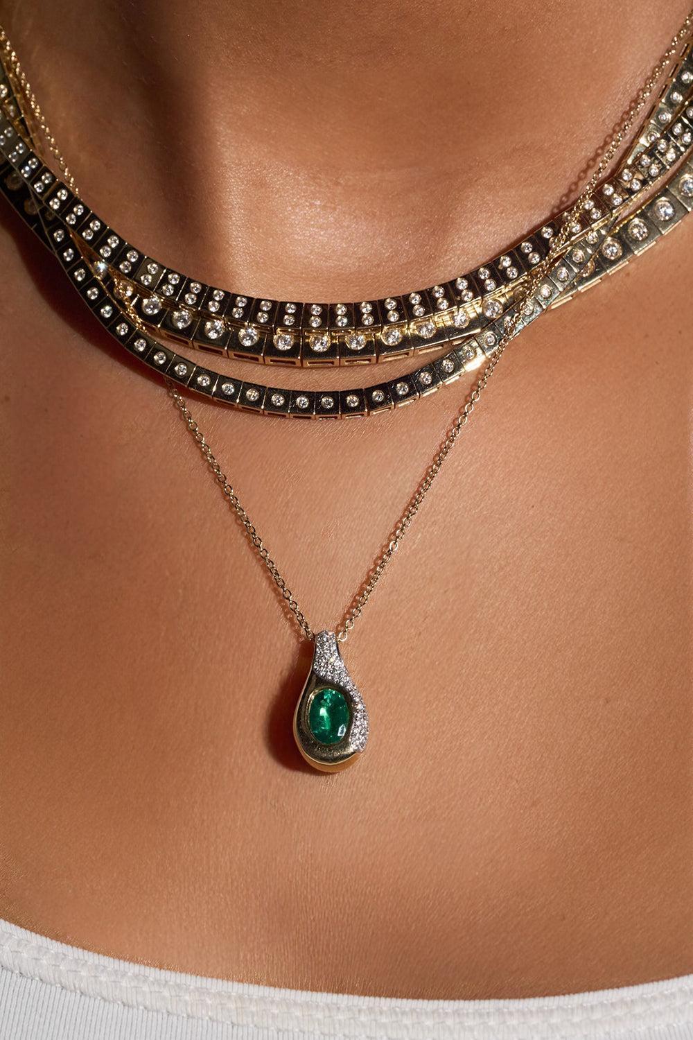 Diamond Leggo Tennis Necklace-YELLOW GOLD-JEWELRYFINE JEWELNECKLACE O-TYPE JEWELRY