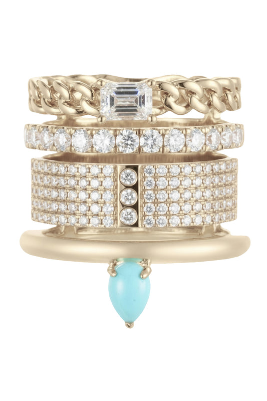 Diamond Turquoise Stacking Ring-YELLOW GOLD-7.5-JEWELRYFINE JEWELRING-TYPE JEWELRY