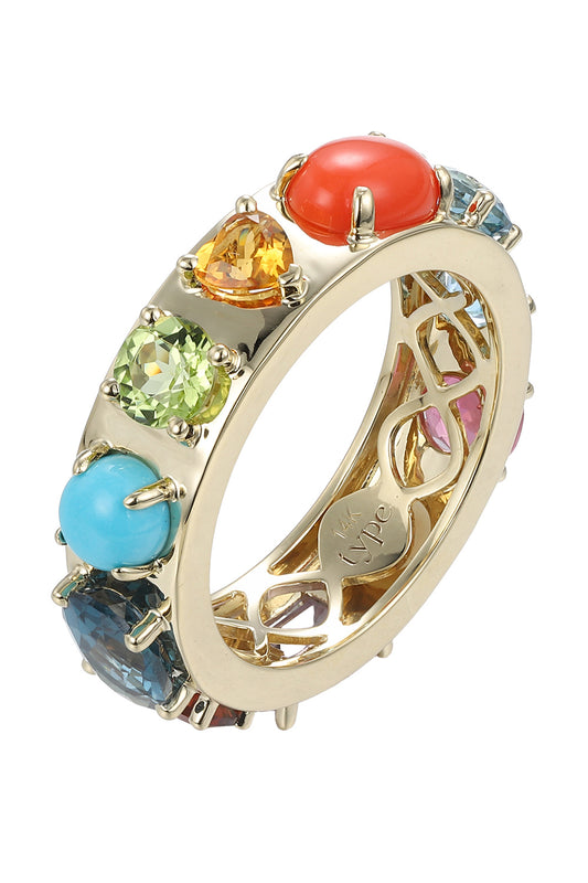 Multistone Gemstone Ring-YLW GOLD-6.5-JEWELRYFINE JEWELRING-TYPE JEWELRY