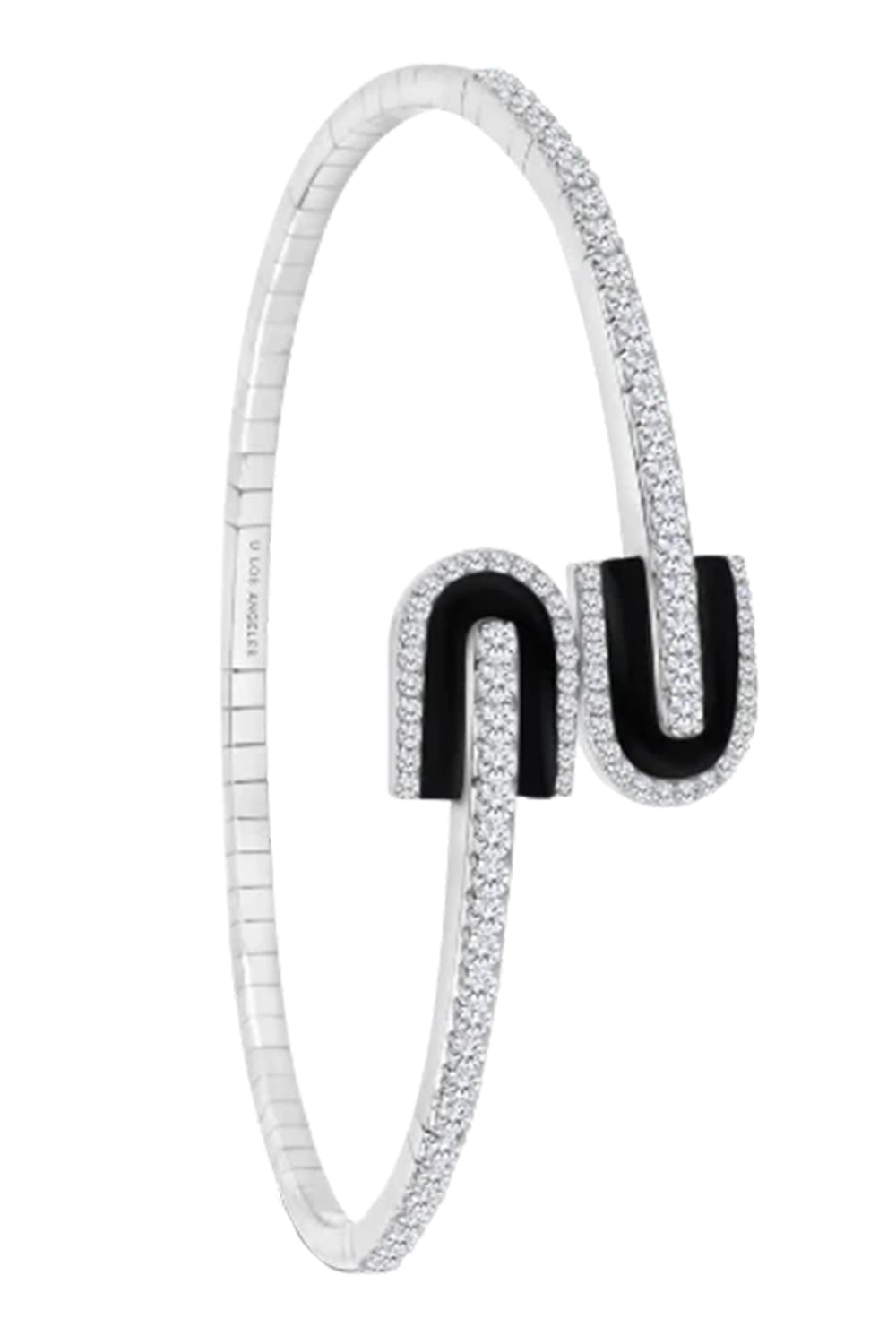 Diamond Onyx U Duo Bangle Bracelet-WHITE GOLD-JEWELRYFINE JEWELBRACELET O-U LOS ANGELES