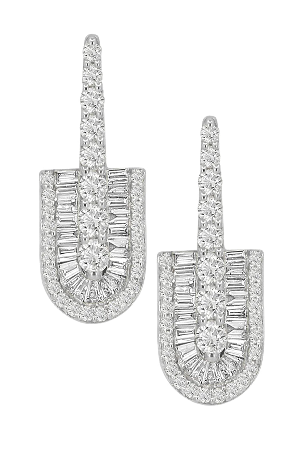 Diamond Baguette U Drop Earrings - White Gold-WHITE GOLD-JEWELRYFINE JEWELEARRING-U LOS ANGELES