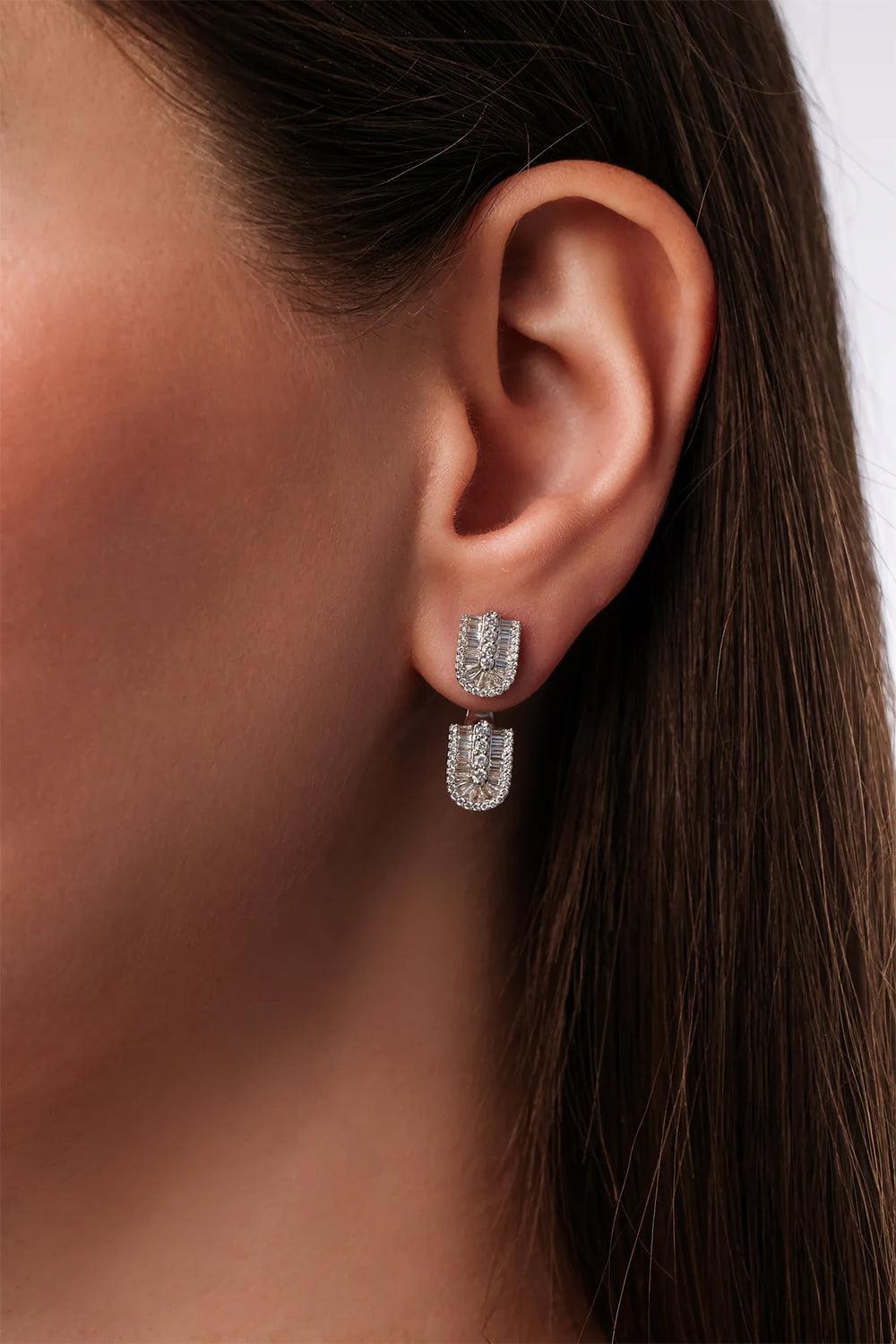 Diamond Baguette U Floating Earrings - White Gold-WHITE GOLD-JEWELRYFINE JEWELEARRING-U LOS ANGELES