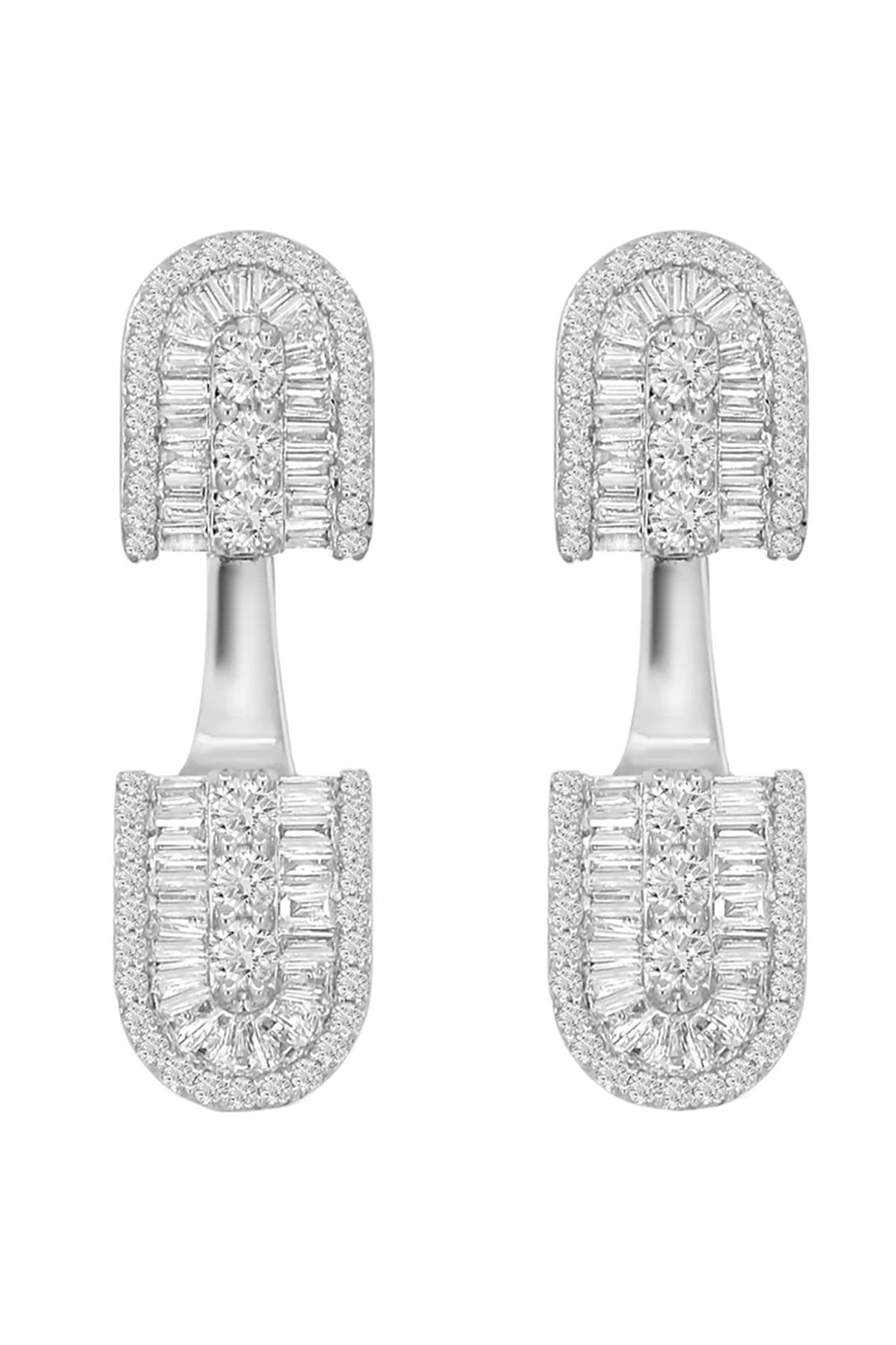 Diamond Baguette U Floating Earrings - White Gold-WHITE GOLD-JEWELRYFINE JEWELEARRING-U LOS ANGELES