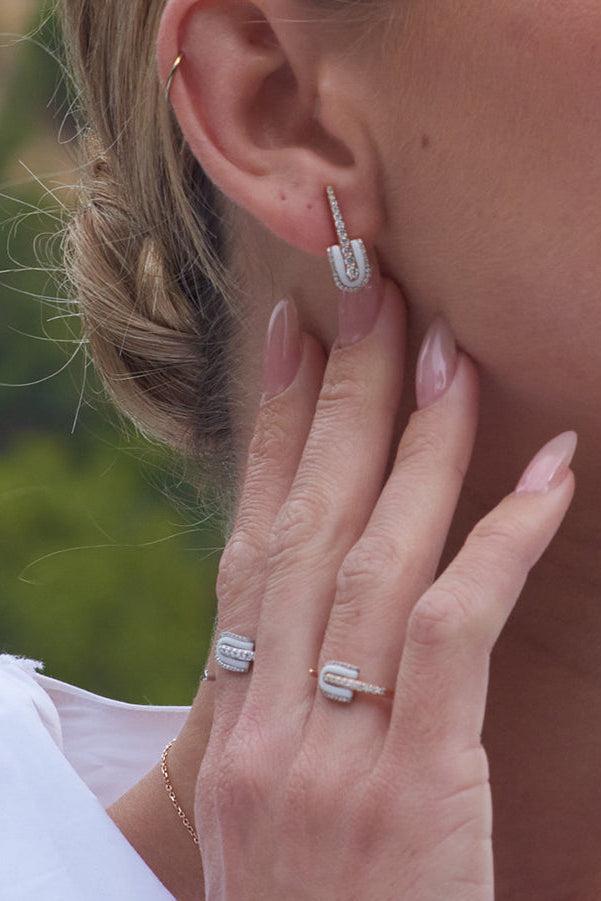 Diamond White Quartz U Drop Earrings-WHITE GOLD-JEWELRYFINE JEWELEARRING-U LOS ANGELES