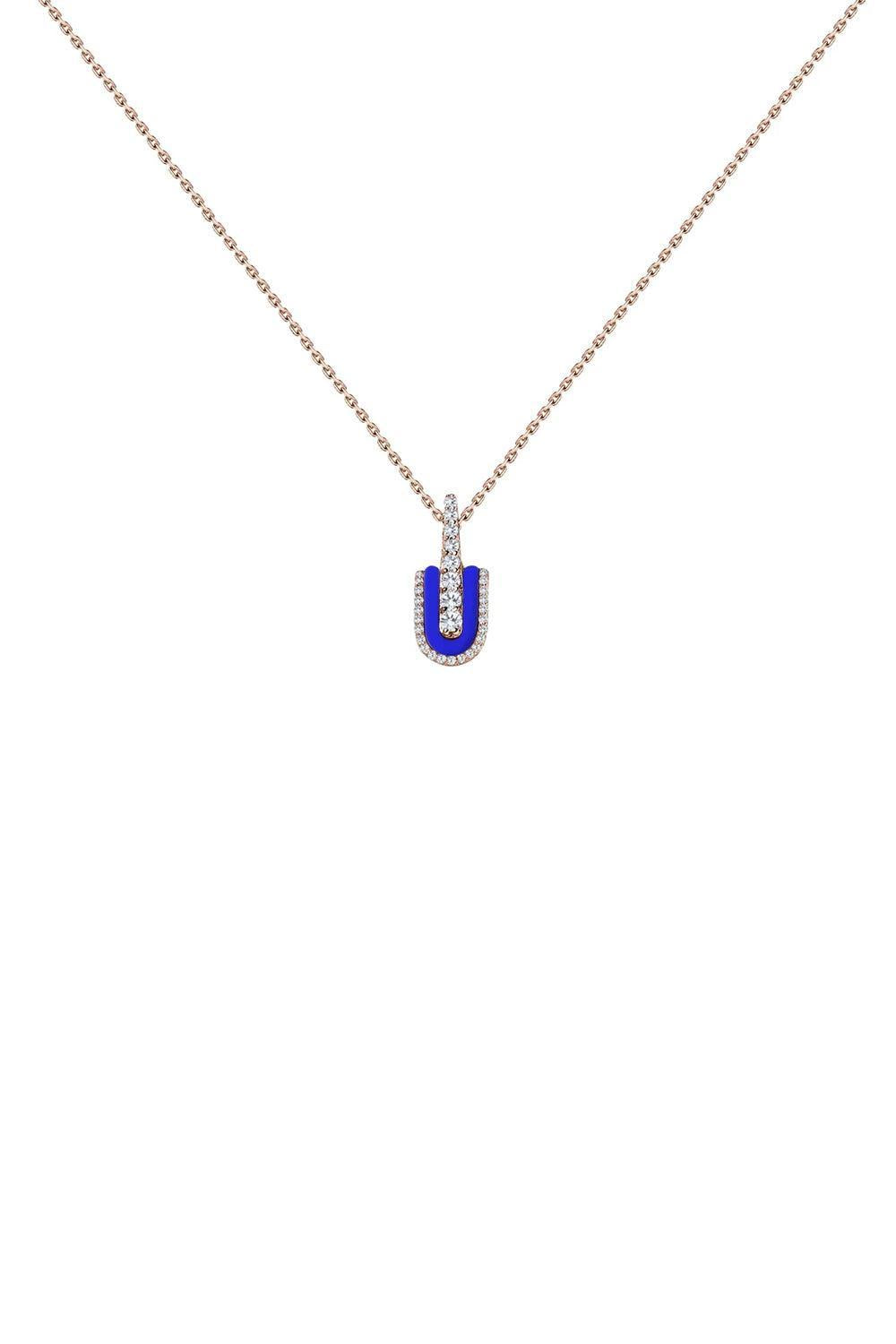 Diamond Lapis U Solo Midi Necklace-ROSE GOLD-JEWELRYFINE JEWELNECKLACE O-U LOS ANGELES