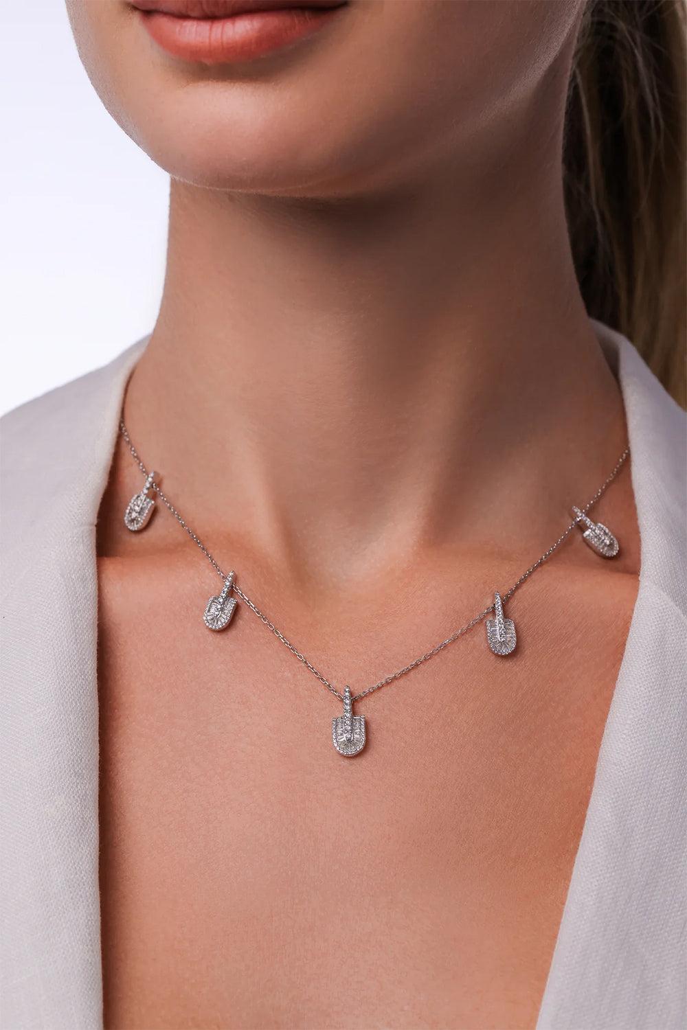 Diamond Baguette Five Stacked U Necklace - White Gold-WHITE GOLD-JEWELRYFINE JEWELNECKLACE O-U LOS ANGELES