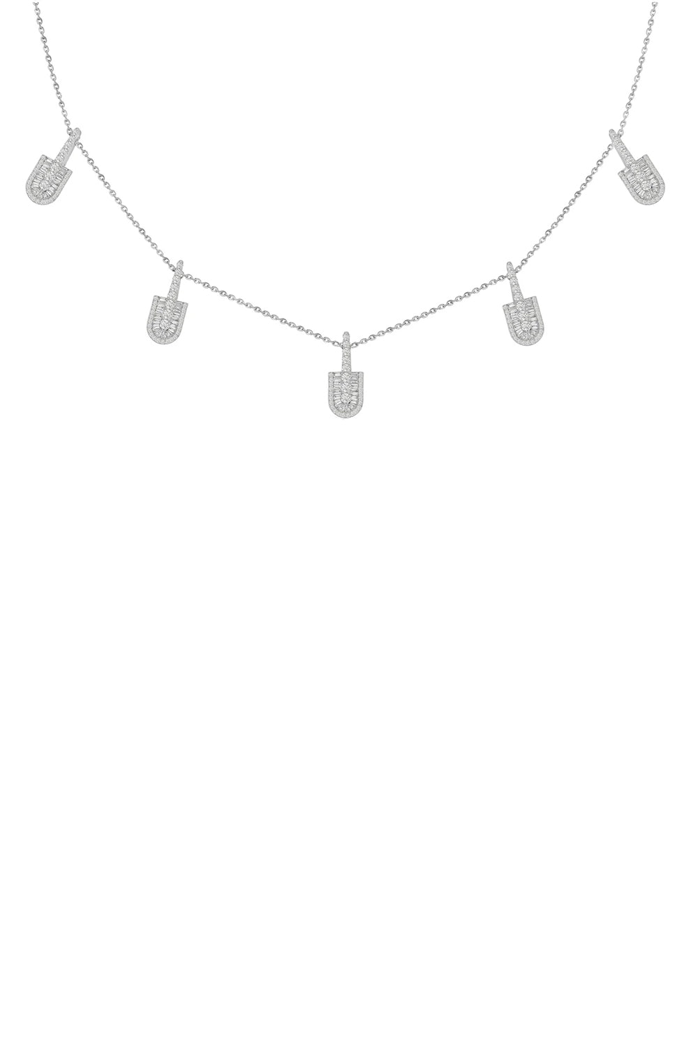 Diamond Baguette Five Stacked U Necklace - White Gold-WHITE GOLD-JEWELRYFINE JEWELNECKLACE O-U LOS ANGELES